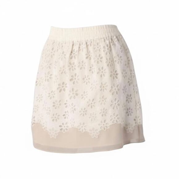 nwt Club Monaco Lorie Antique Eyelet Skirt Ivory size US 6 Short Round - Picture 1 of 7